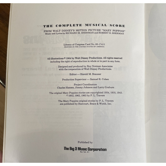 Mary Poppins Complete Musical Score Book Walt Disney Julie Andrews RARE VTG 1964 - Picture 6 of 11